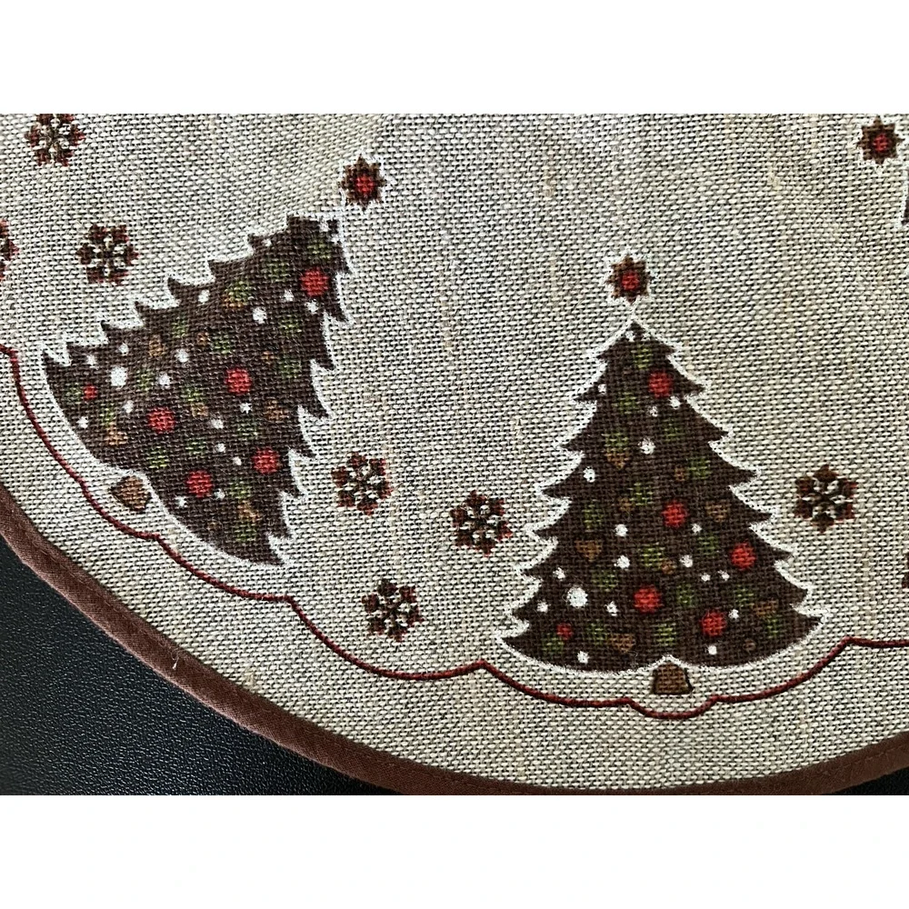 Nagel Piepmatz Christmas Tree Round Table Mat West Germany Jute Baumwolle VTG
